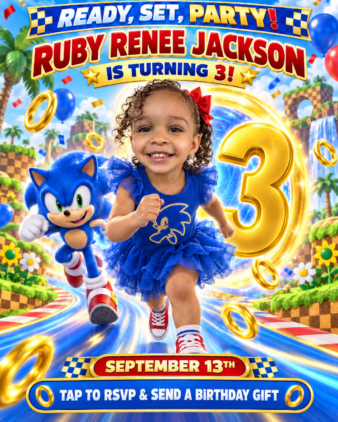 Ruby Renee Jackson 3rd Birthday Sonic Racing Artwork